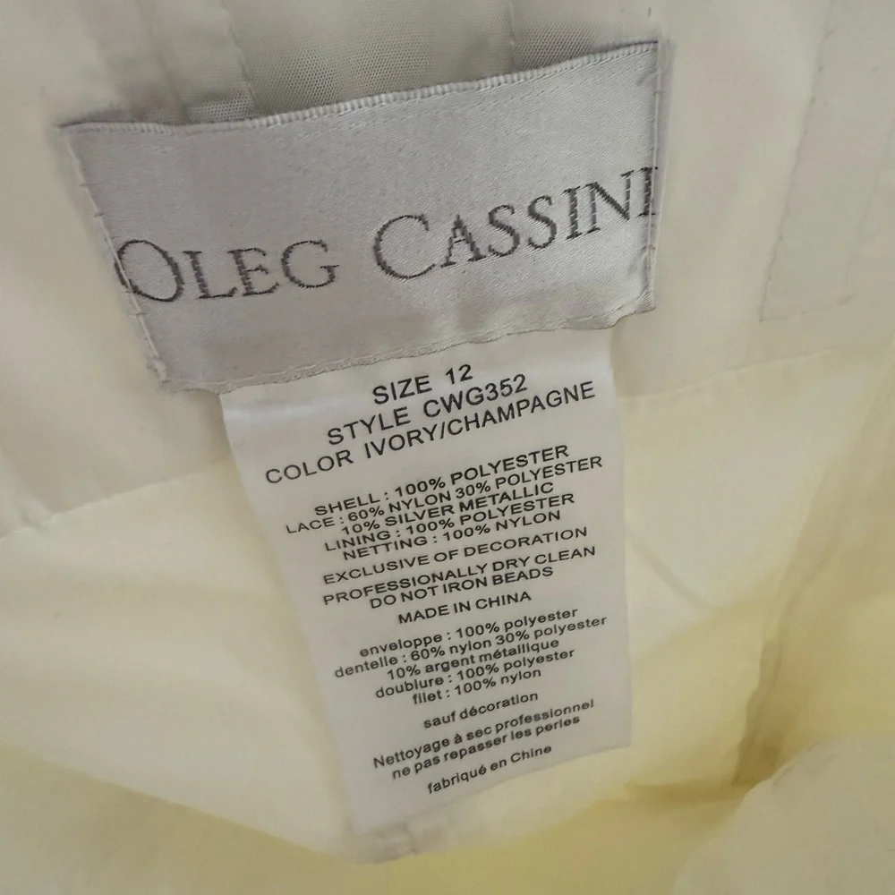 Oleg Cassini Ivory Champagne Gown - Picture 5 of 6